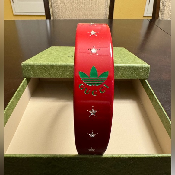 New Authentic Gucci x Adidas Logo Crystals Strass Headband - Picture 2 of 11